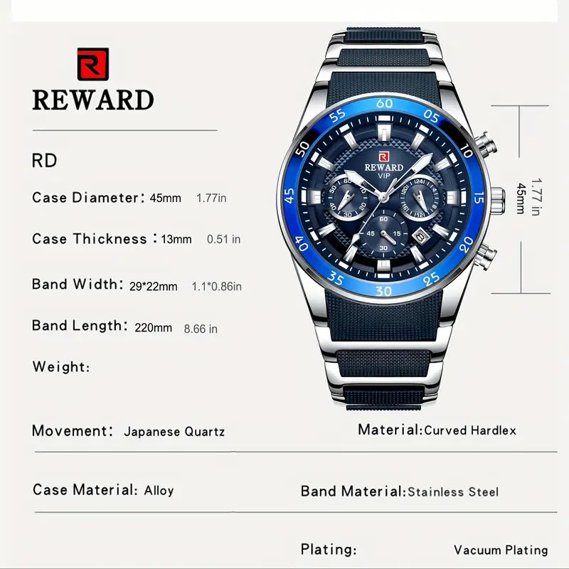 ساعة Reward أنالوج كوارتز كرونوغراف مقاومة للماء - RD81011M