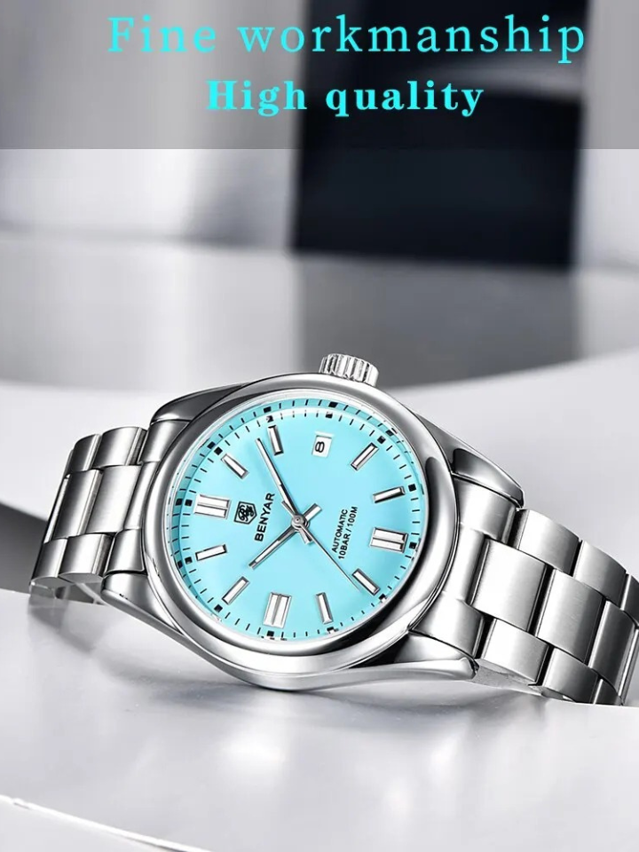 BENYAR 5185 Men’s Automatic Mechanical Watch – 100M Waterproof, Stainless Steel, Seagull ST6 Movement