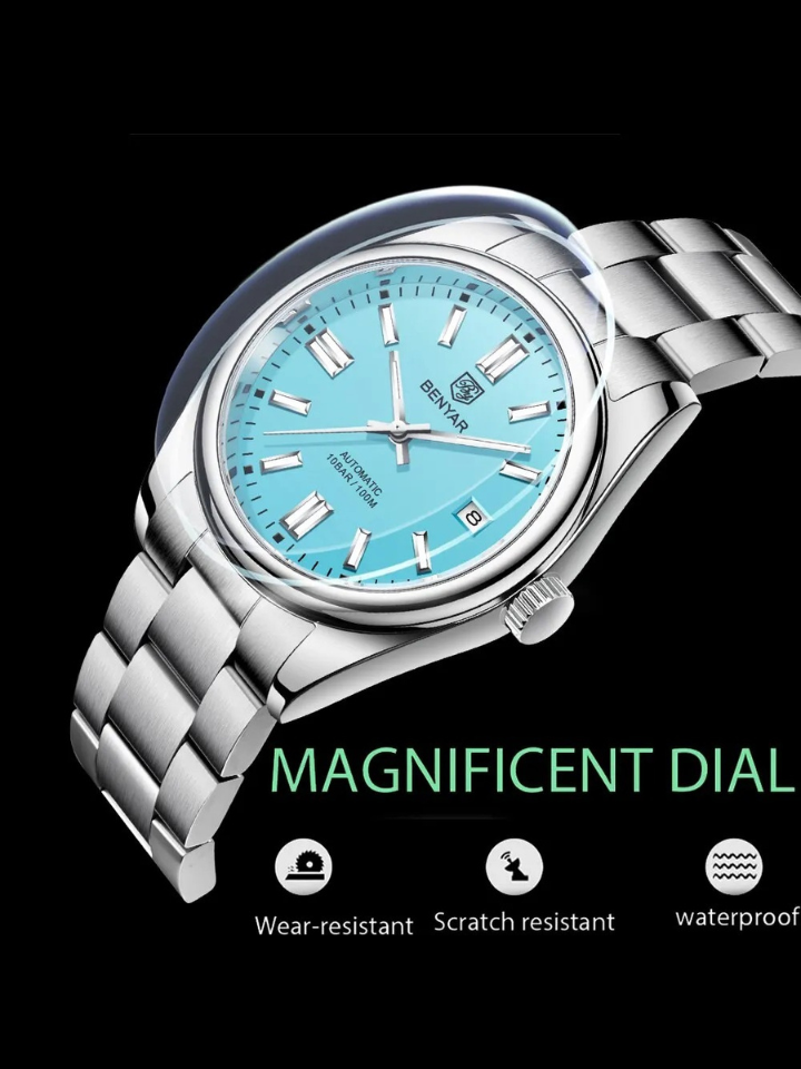 BENYAR 5185 Men’s Automatic Mechanical Watch – 100M Waterproof, Stainless Steel, Seagull ST6 Movement