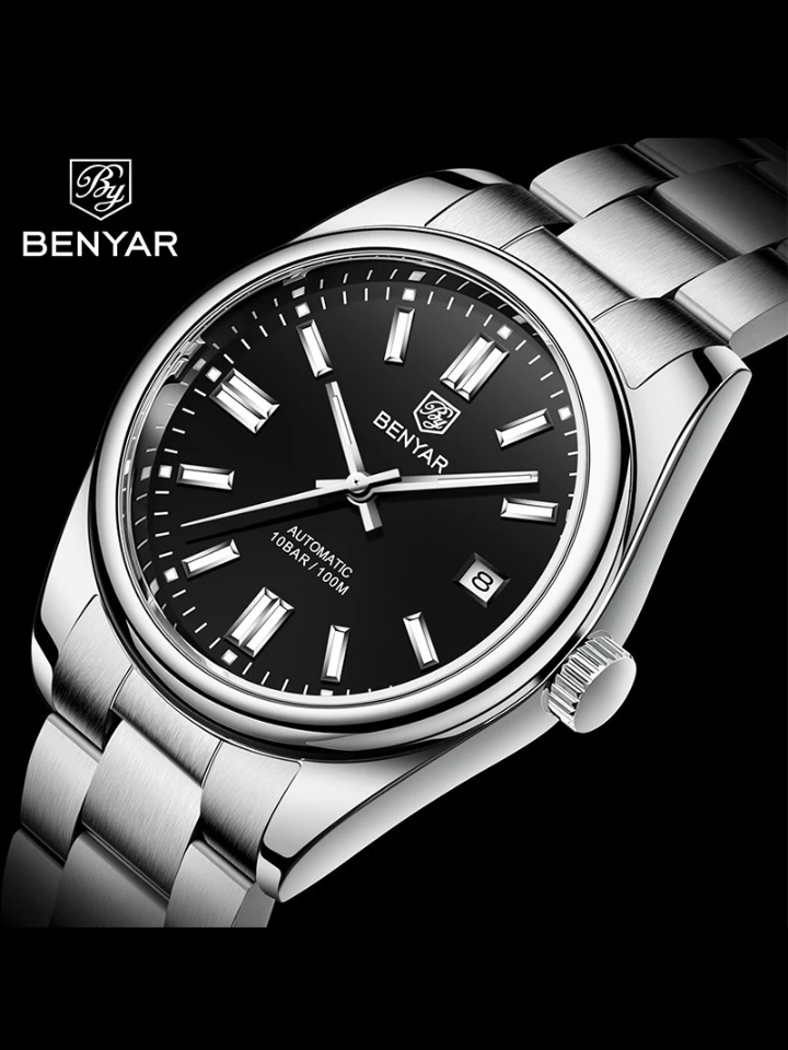 BENYAR 5185 Men’s Automatic Mechanical Watch – 100M Waterproof, Stainless Steel, Seagull ST6 Movement