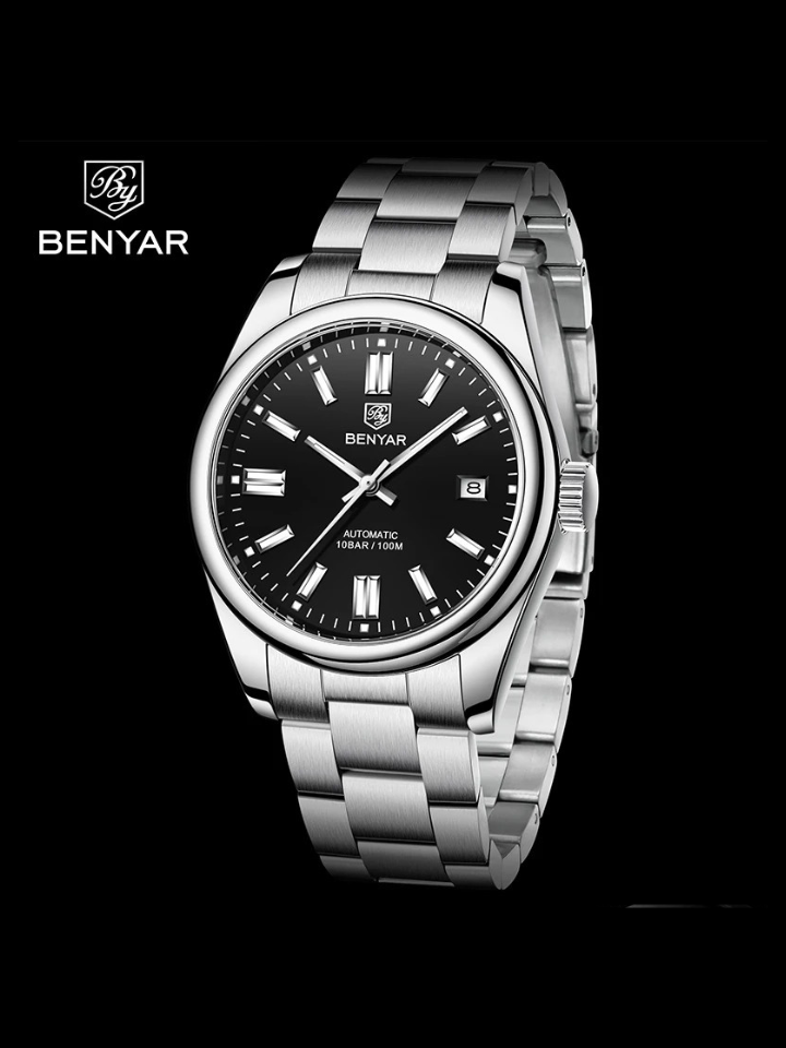 BENYAR 5185 Men’s Automatic Mechanical Watch – 100M Waterproof, Stainless Steel, Seagull ST6 Movement