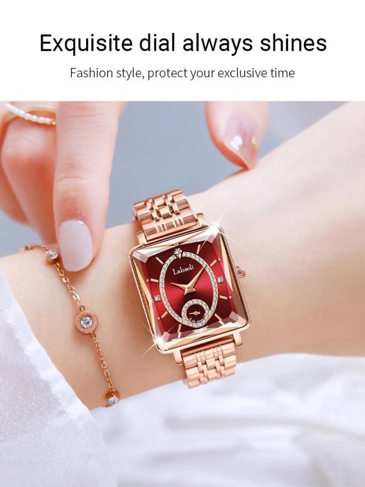 LABAOLI Women’s Waterproof Quartz Watch | Stainless Steel Band, 3 BAR Water Resistance – Luxury Alloy Case