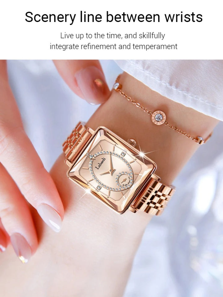 LABAOLI Women’s Waterproof Quartz Watch | Stainless Steel Band, 3 BAR Water Resistance – Luxury Alloy Case