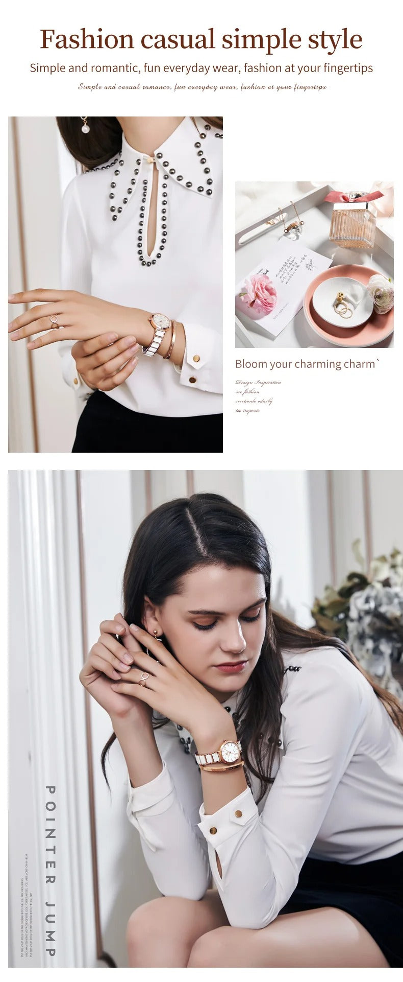 Women’s Quartz Watch OLEVS 5877 – Waterproof Ceramic Band, Elegant Design