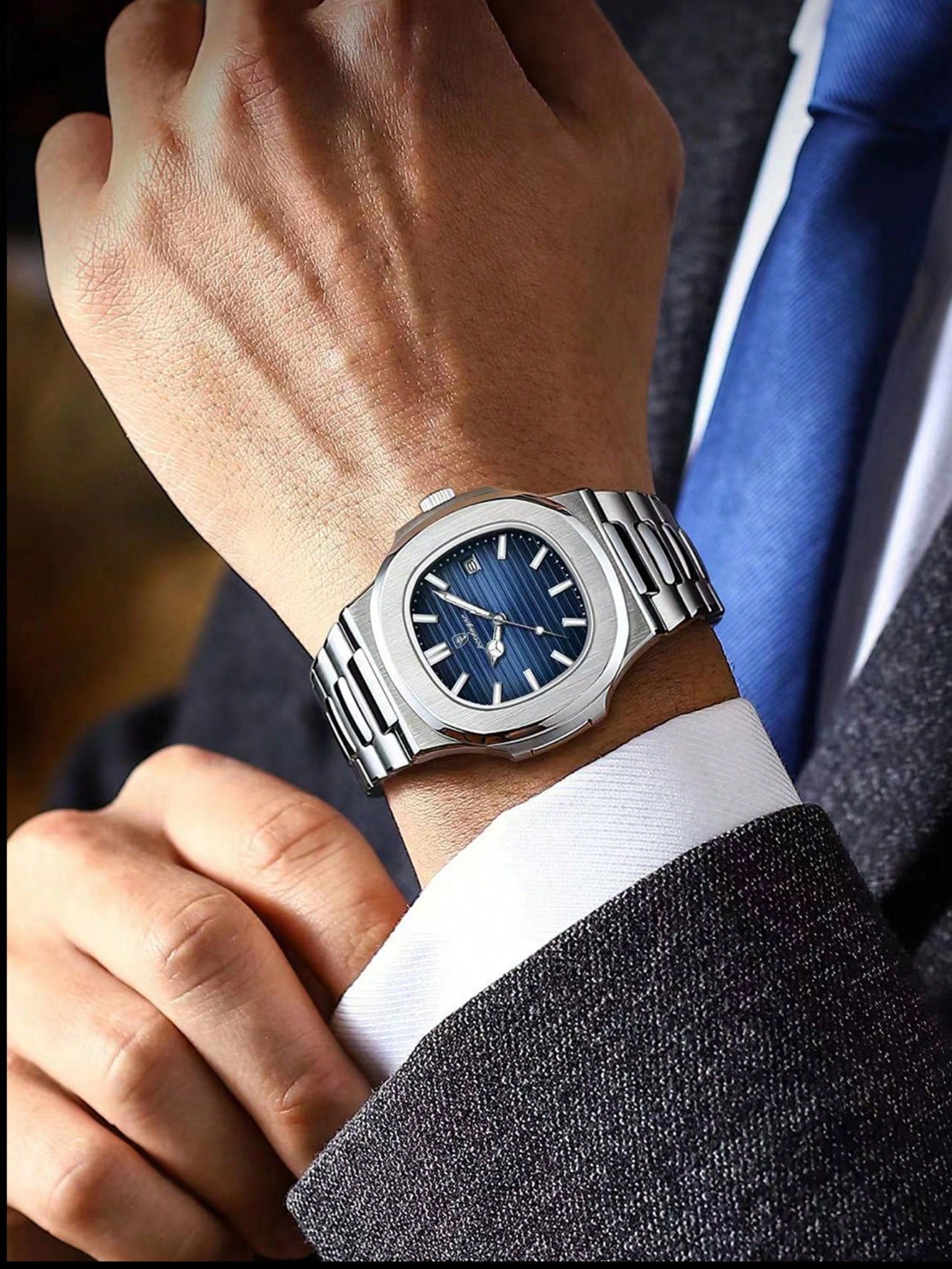 POEDAGAR 613 | Men’s Waterproof Square Dial Watch with Luminous Display & Date Feature