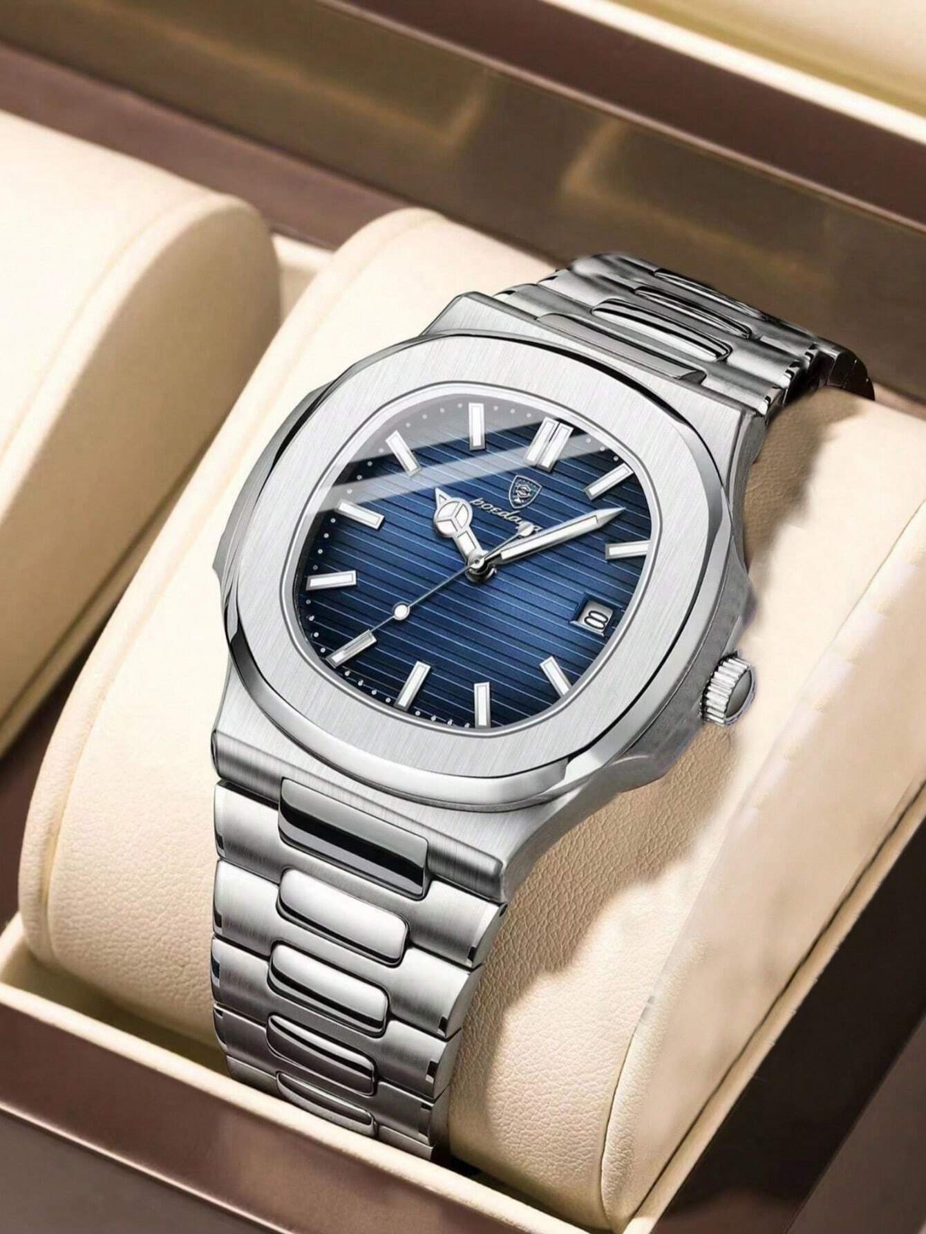 POEDAGAR 613 | Men’s Waterproof Square Dial Watch with Luminous Display & Date Feature