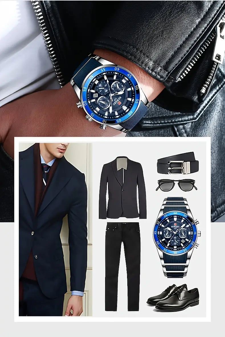 Reward Analog Quartz Chronograph Waterproof Watch - RD81011M