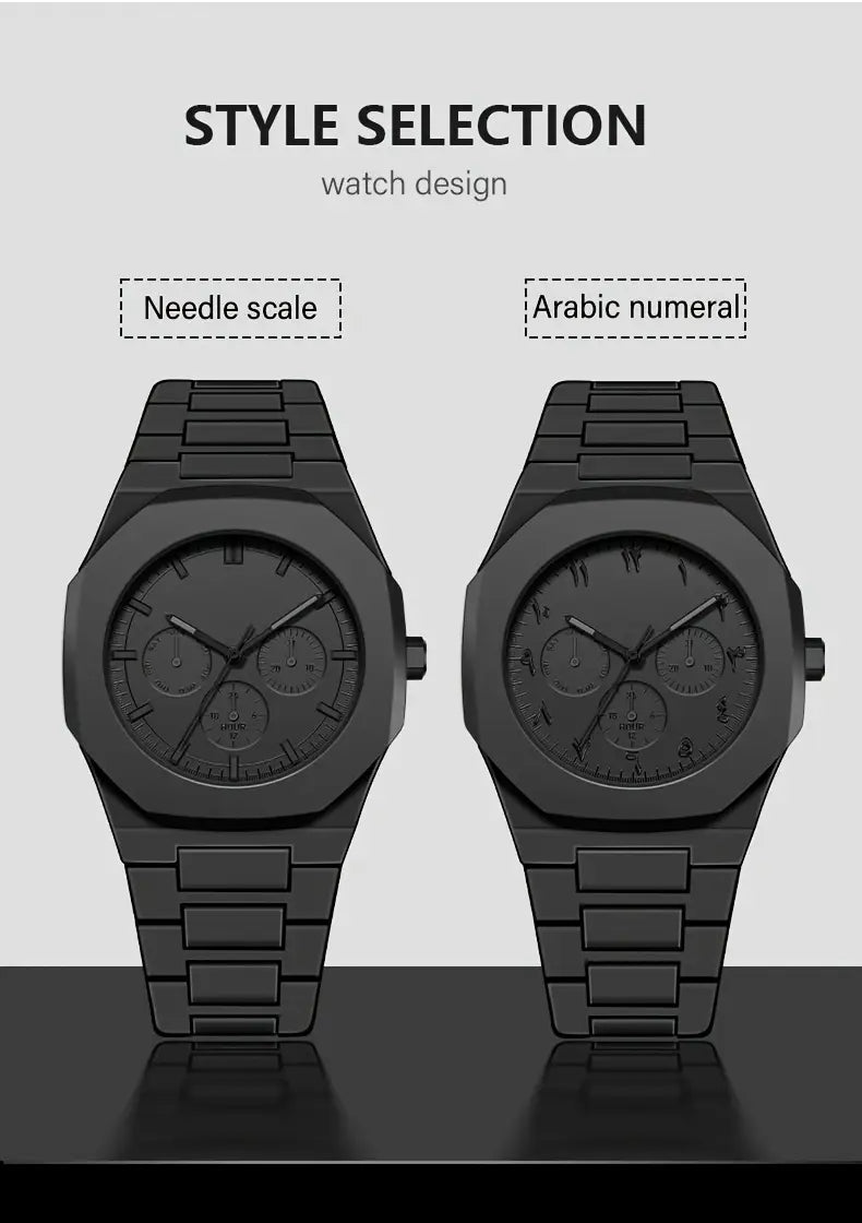 Casual Arabic Dial Design Fashion Black Wrist Quartz Watch for Men