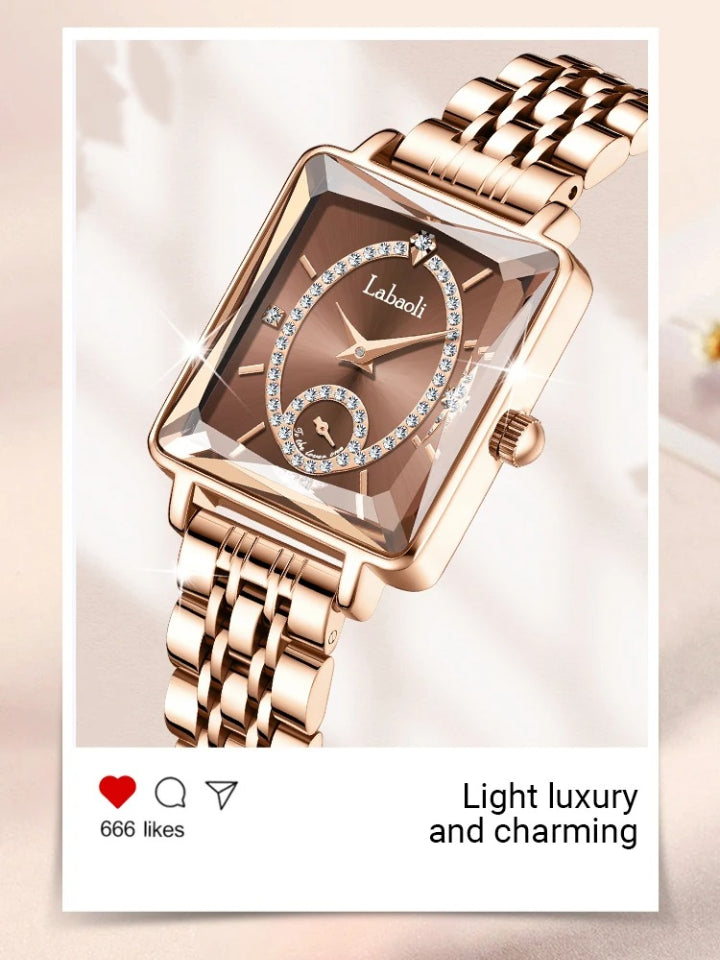 LABAOLI Women’s Waterproof Quartz Watch | Stainless Steel Band, 3 BAR Water Resistance – Luxury Alloy Case