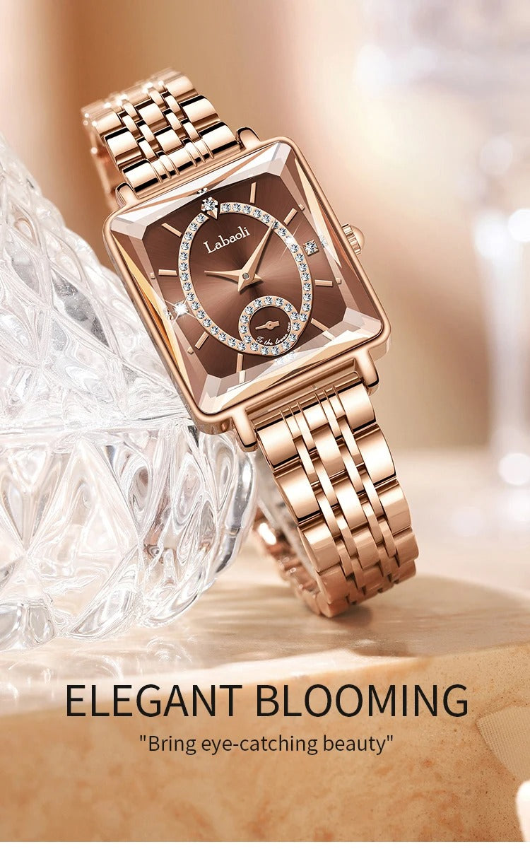 LABAOLI Women’s Waterproof Quartz Watch | Stainless Steel Band, 3 BAR Water Resistance – Luxury Alloy Case