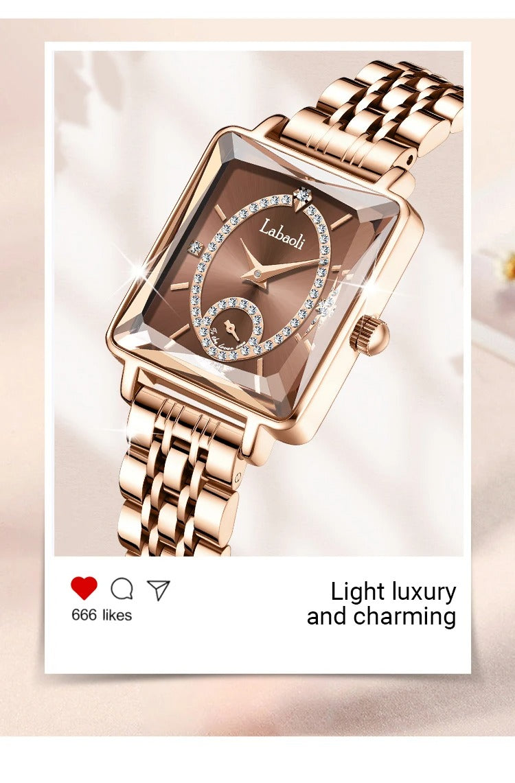 LABAOLI Women’s Waterproof Quartz Watch | Stainless Steel Band, 3 BAR Water Resistance – Luxury Alloy Case