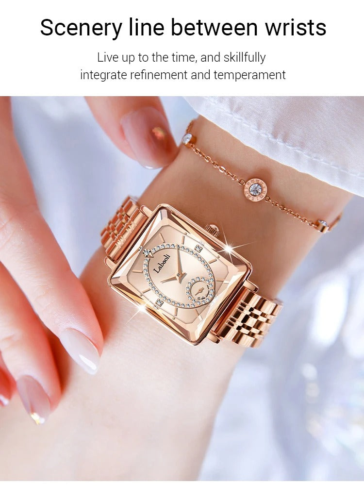 LABAOLI Women’s Waterproof Quartz Watch | Stainless Steel Band, 3 BAR Water Resistance – Luxury Alloy Case
