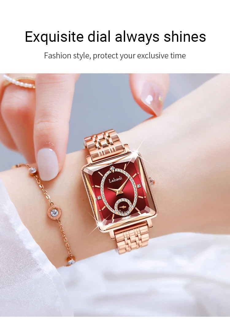 LABAOLI Women’s Waterproof Quartz Watch | Stainless Steel Band, 3 BAR Water Resistance – Luxury Alloy Case