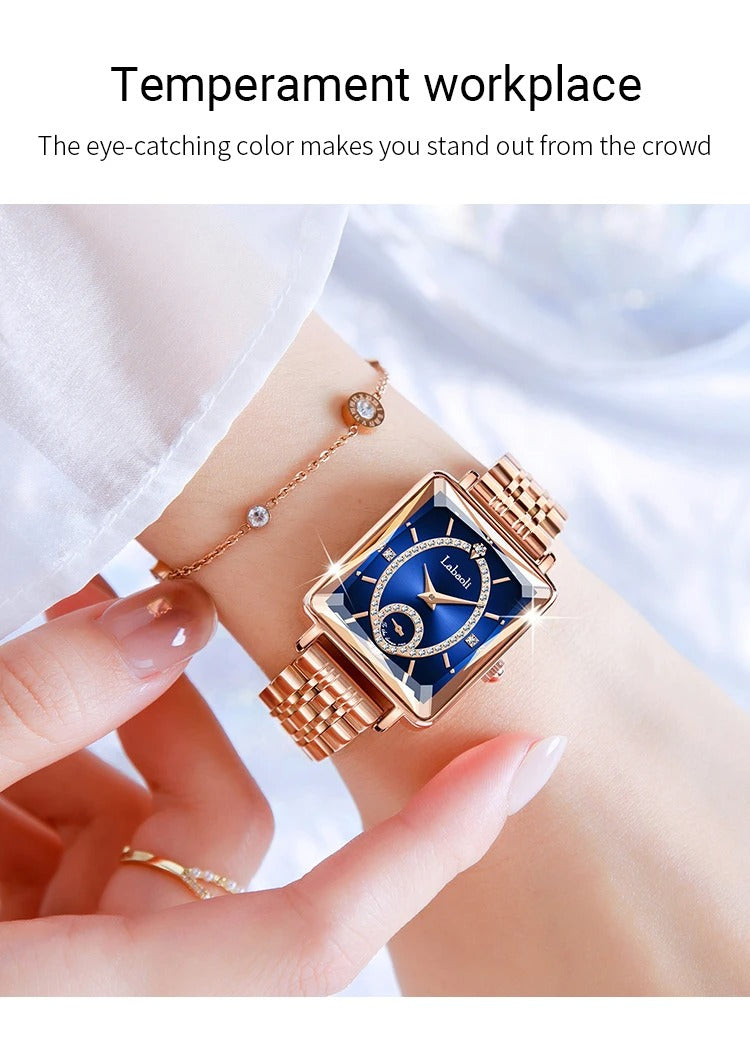 LABAOLI Women’s Waterproof Quartz Watch | Stainless Steel Band, 3 BAR Water Resistance – Luxury Alloy Case