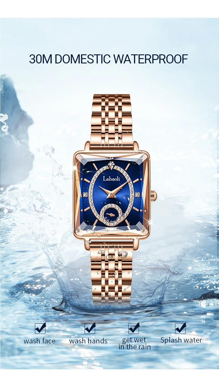 LABAOLI Women’s Waterproof Quartz Watch | Stainless Steel Band, 3 BAR Water Resistance – Luxury Alloy Case