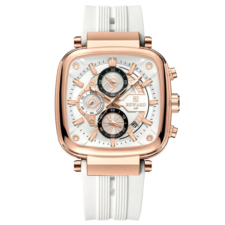 Reward Square Men's Watch – Silicone Band | Chronograph | Waterproof
