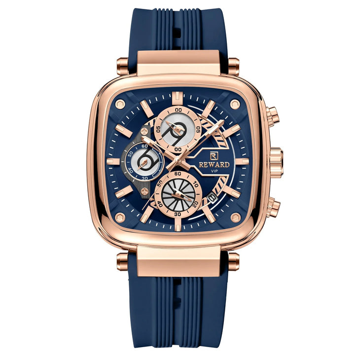 Reward Square Men's Watch – Silicone Band | Chronograph | Waterproof