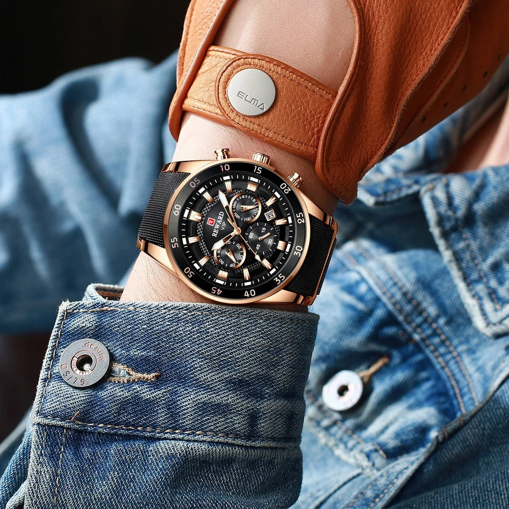 Reward Analog Quartz Chronograph Waterproof Watch - RD81011M