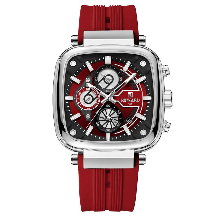 Reward Square Men's Watch – Silicone Band | Chronograph | Waterproof