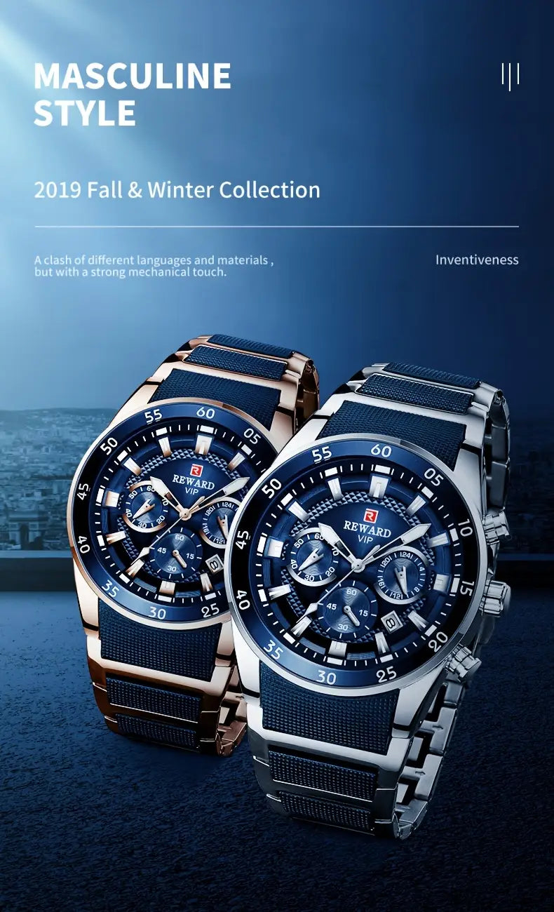 Reward Analog Quartz Chronograph Waterproof Watch - RD81011M