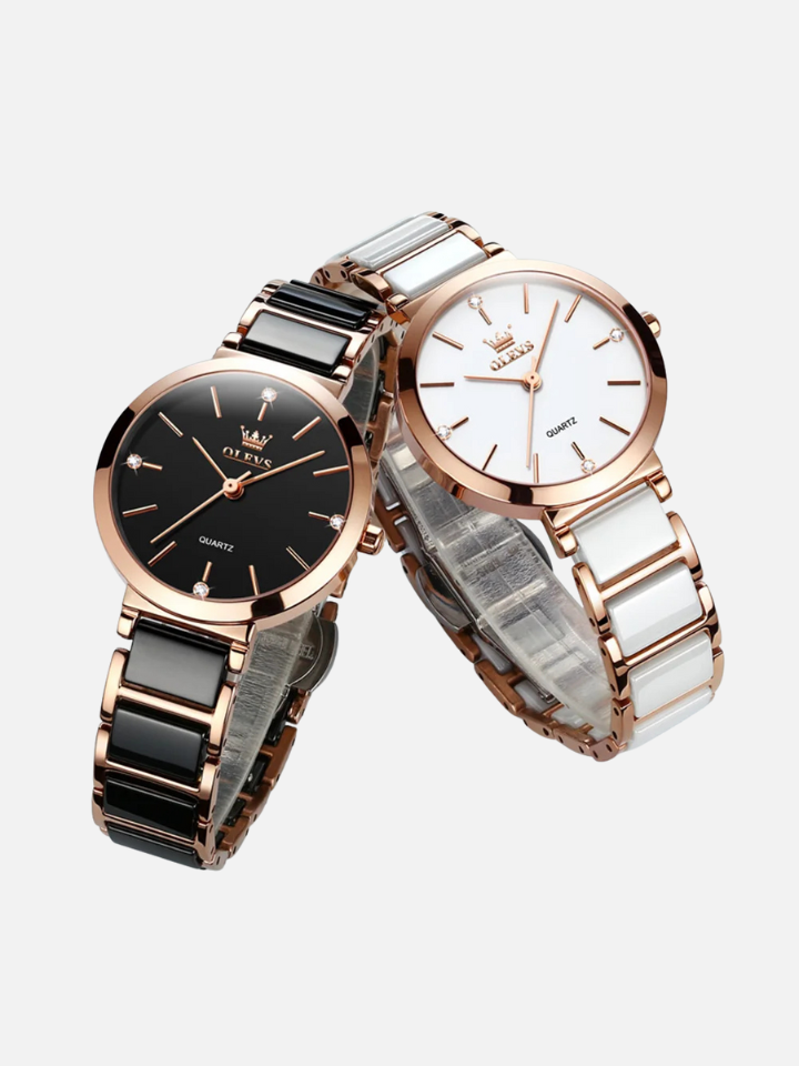 Women’s Quartz Watch OLEVS 5877 – Waterproof Ceramic Band, Elegant Design