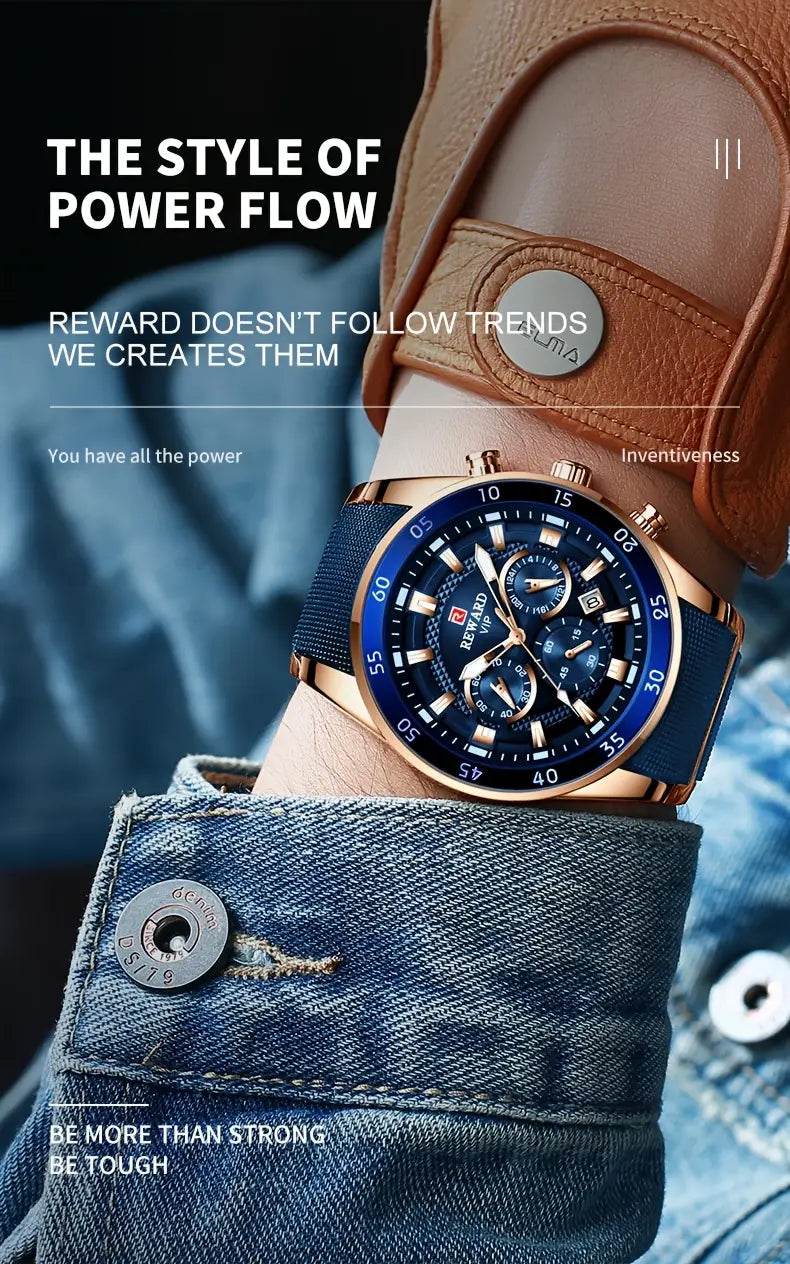 Reward Analog Quartz Chronograph Waterproof Watch - RD81011M