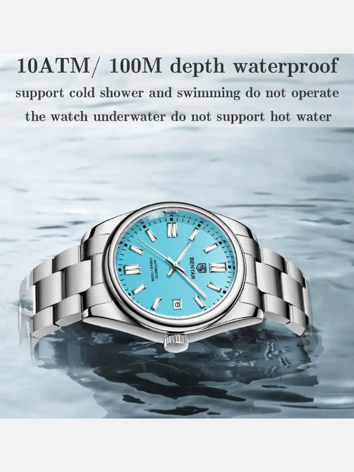 BENYAR 5185 Men’s Automatic Mechanical Watch – 100M Waterproof, Stainless Steel, Seagull ST6 Movement