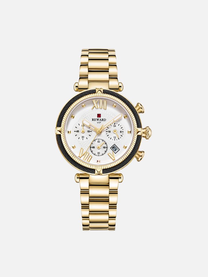 REWARD Fashion Women Wristwatch Stainless Steel Strap Quartz, Waterproof, Chronograph & Calendar - Image 6