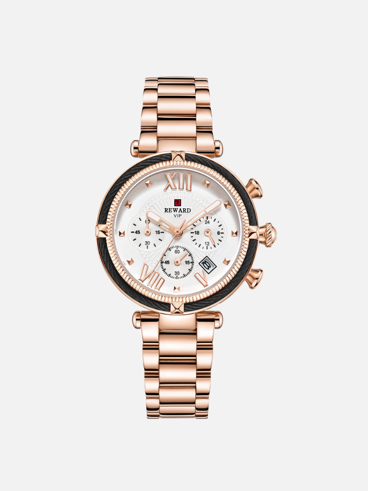 REWARD Fashion Women Wristwatch Stainless Steel Strap Quartz, Waterproof, Chronograph & Calendar - Image 9