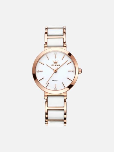 Women’s Quartz Watch OLEVS 5877 – Waterproof Ceramic Band, Elegant Design